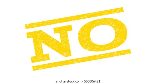 No watermark stamp. Text tag between parallel lines with grunge design style. Rubber seal stamp with scratched texture. Vector yellow color ink imprint on a white background.
