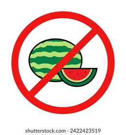 No Watermelon Sign on White Background