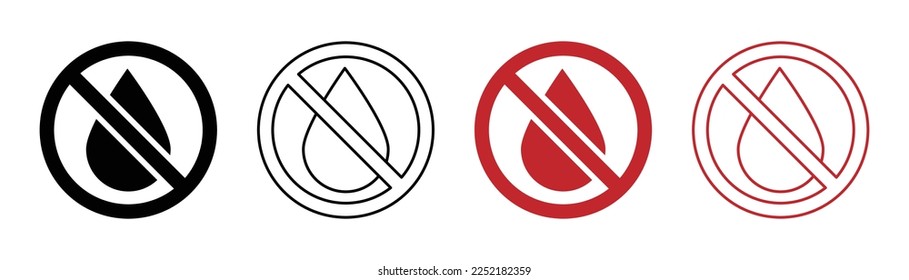 No waterproof graphic vector warning sign collection 