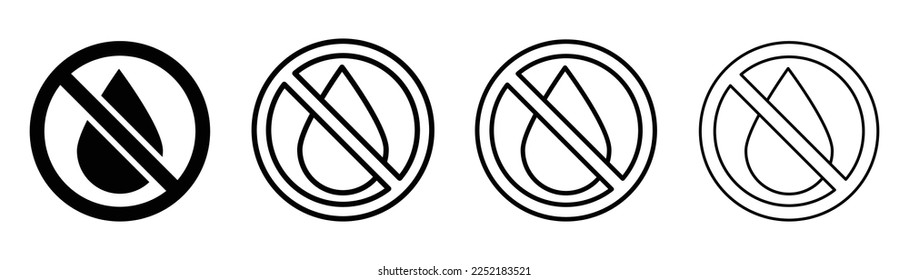 No hay ningún conjunto de signos de advertencia de vector gráfico a prueba de agua 
