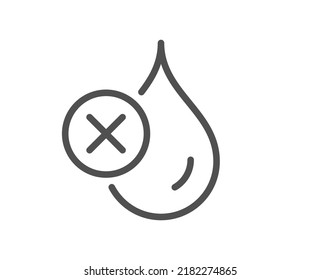 No waterproof line icon. Water resistant sign. Drop protection symbol. Quality design element. Linear style no waterproof icon. Editable stroke. Vector