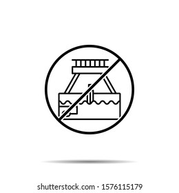 No wave energy icon. Simple thin line, outline vector of sustainable energy ban, prohibition, embargo, interdict, forbiddance icons for ui and ux, website or mobile application