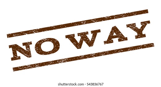 No Way watermark stamp. Text tag between parallel lines with grunge design style. Rubber seal stamp with dust texture. Vector brown color ink imprint on a white background.