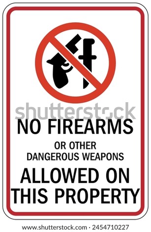 NO weapon allowed sign and labels