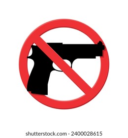 kein Waffenschild, verbotener Kreis, schwarzes Kantensymbol mit rotem Kreuz-Vektorbild, beschränkter Bereich