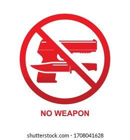 Ningún signo de arma aislada en la ilustración del vector de fondo blanco.