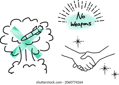 Sin armas y contra la imagen de guerra simple ilustración