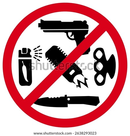 No Weapons Allowed Sign, Weapons Prohibited Icon, Prohibited Items Symbol