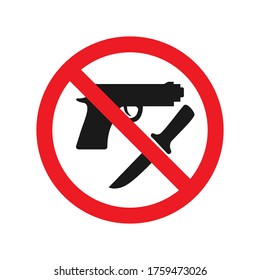 Keine Waffen erlaubt Schild. Rot-Verbote, Vektorgrafiken