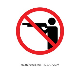 No Weapons or Gun Prohibited Sign Vector Illustration with Person Silhouette and Red Strikeout