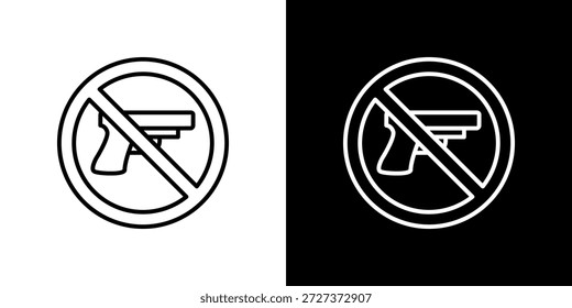 Keine Waffen Symbol schwarz-weiß Umriss.