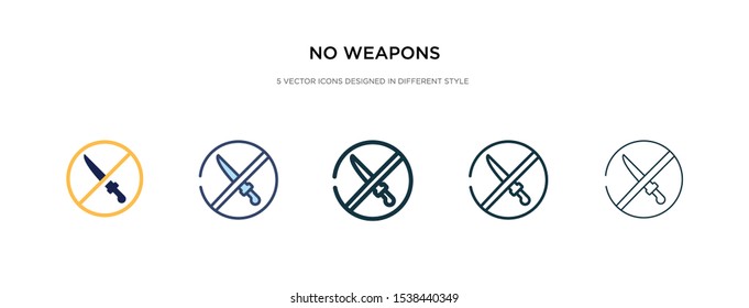 no weapons icon in different style vector illustration. two colored and black no weapons vector icons designed in filled, outline, line and stroke style can be used for web, mobile, ui