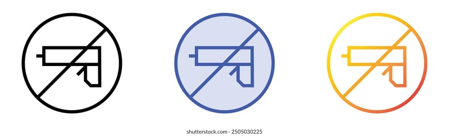 Kein Waffen-Symbol. Lineares, blaues Füllungs- und Farbverlauf-Design einzeln auf weißem Hintergrund