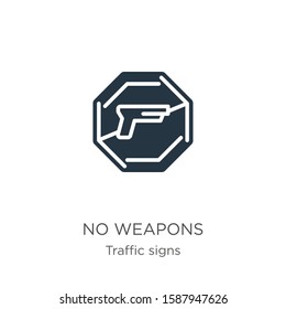 No weapons icon vector. Trendy flat no weapons icon from traffic signs collection isolated on white background. Vector illustration can be used for web and mobile graphic design, logo, eps10