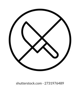 No Weapons line icon. Outline vector illustration with editable stroke, isolated on white background. Suitable for aviation, travel, web, mobile app, and UI design.
