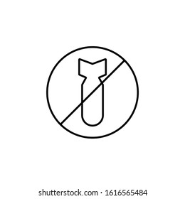 no weapons, pacifist, protest, bomb, war line icon. Elements of protests illustration icons. Signs, symbols can be used for web, logo, mobile app, UI, UX