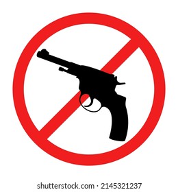 No Weapons Sign. No Guns Icon. Red Round Prohibition Sign. Vector Illustration. Stop War