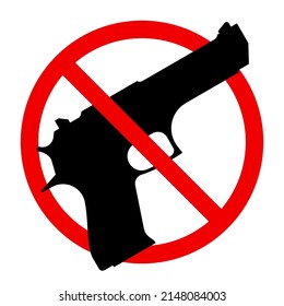 No Weapons Sign. No Guns Icon. Red Round Prohibition Sign. Vector Illustration. Stop War