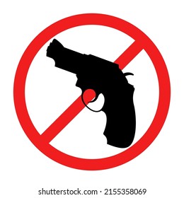 No Weapons Sign. No Guns Icon. Red Round Prohibition Sign. Vector Illustration. Stop War