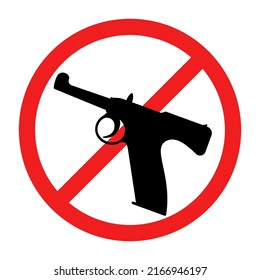 No Weapons Sign. No Guns Icon. Red Round Prohibition Sign. Vector Illustration. Stop War