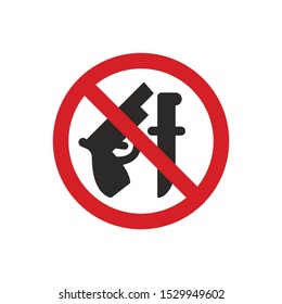 No Weapons Sign Isolated On White Background. Forbidden Symbol Simple, Flat Vector, Icon You Can Use Your Website Design, Mobile App Or Industrial Design. Vector Illustration