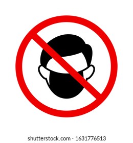 No wear mask sign vector icon in flat style on white background 