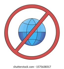 No web allowed icon. Website url do not work. Web is not available. Vector illustration for web, graphic design, ui, application logo. Isolated on white background.