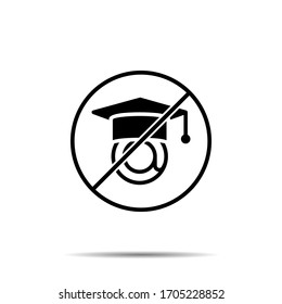 No webinar, distance, online training, education icon. Simple thin line, outline vector of online traning ban, prohibition, embargo, interdict, forbiddance icons for ui and ux