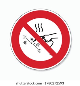 No Welding Sign. No Hot Work Or Welding In This Area, Prohibition Sign On White Background. Vector Illustration. Eps 10 Vector File.