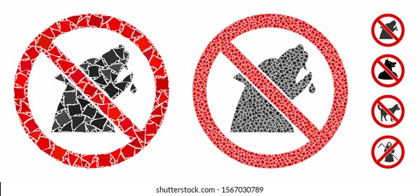 No werewolf composition of tuberous items in different sizes and color tinges, based on no werewolf icon. Vector tuberous parts are grouped into composition.