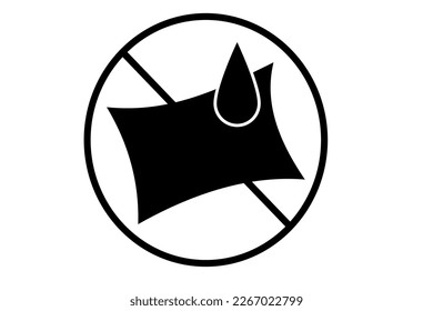 No wet wipes disposal vector icon on a white background. Do not drop wet wipes in the toilet forbidden sign illustration.