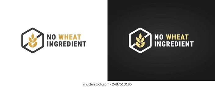 No wheat ingredients label or No wheat ingredients logo vector isolated. Simple design of no wheat ingredients labels or logo for healthy diet products.