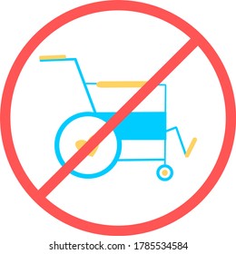 No wheelchair sign flat vector icon isolated in white background for apps mobile, print and websites. Warning label.
