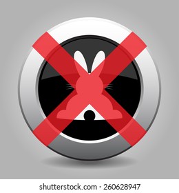 no white back Easter bunny on a black - metal button