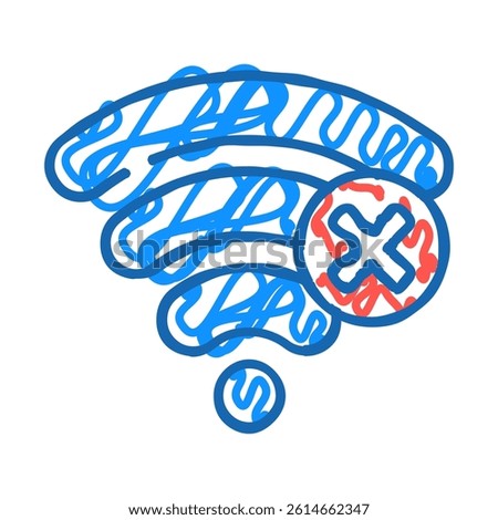 no wi fi doodle icon sketch vector. no wi fi sign. isolated symbol illustration