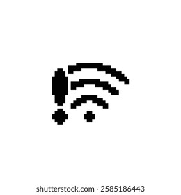 no wi fi icon 8 bit, pixel art icon  for game  logo. 