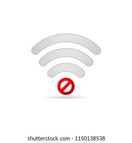 No Wifi Bad Connection Broken Signal Vector Icon. Offline Mode Symbol