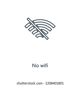 No wifi concept line icon. Linear No wifi concept outline symbol design. This simple element illustration can be used for web and mobile UI/UX.
