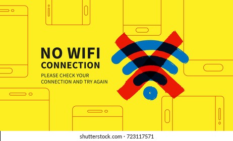 No wifi connection page vector illustration. Web page with no wi-fi connection error graphic design. Wide screen network error page creative concept.
