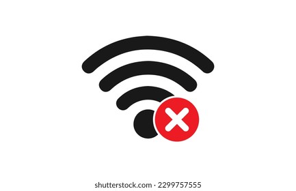 No wi-fi connection vector icon, not connected signal wifi sign