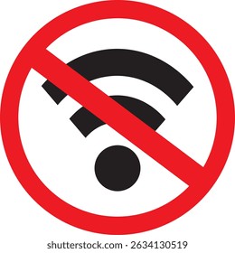 No wi-fi connection vector icon, not connected signal wifi sign