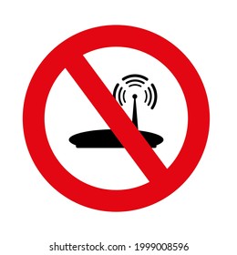 No wifi glyph sign on white background