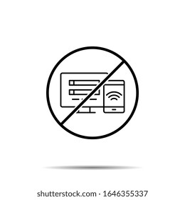 Kein WLAN, Hotelsymbol. Einfache dünne Linie, Vektorillustration des Hoteldienstverbots, Verbot, Verbot von Symbolen für i und ux, Website oder mobile Anwendungen