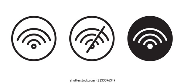 No Wifi icon. Wifi network is not available. Connection problem filled. No internet signal. No Connection sign, symbol, logo, illustration, editable stroke, flat design style isolated on white