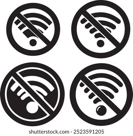 No Wifi Icon - Silhouette  Vector Design