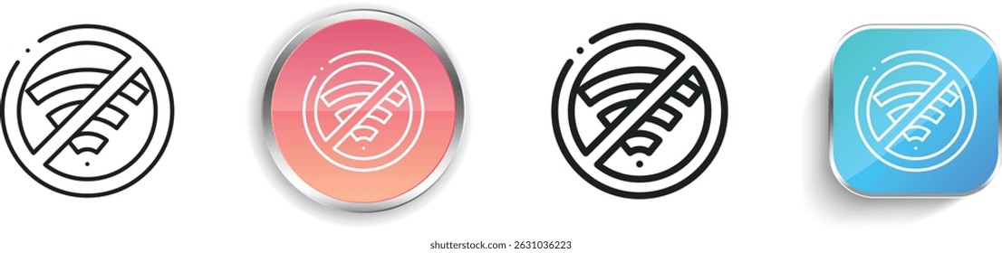 sem ícone wifi. Design fino, linear, regular e estilo botão isolado no fundo branco