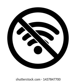 No Wifi icon vector illustration. Sign for Wifi forbidden areas. No Wifi symbol for information plates and stickers. 
