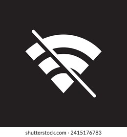 Kein WLAN-Symbol, Vektorgrafik. Kein Logo-Design für Internetsignale. Wifi-Netzwerk ist nicht verfügbar Vektorsymbol-Illustration einzeln auf schwarzem Hintergrund