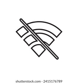 Sin vector de icono Wifi. No hay diseño de logotipo de señal de Internet. La red WiFi no está disponible ilustración de icono vectorial aislada en fondo blanco
