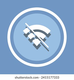 No Wifi Icon Vector. No internet signal icon vector in trendy flat style. Wifi network is not available icon image, Wifi network is not available icon illustration isolated on blue background